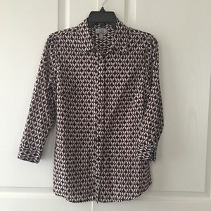 Cute bird print button up- Small